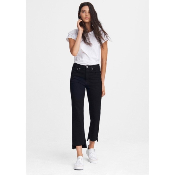 NWT Rag & Bone Stove Pipe Step Hem Fray Black 23 - Picture 3 of 11